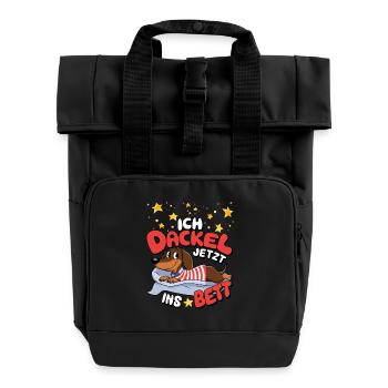 Chien teckel chemise rayée teckel ami tenue de nuit - Sac à dos Roll Top à deux anses - noir - Devant