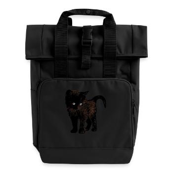 Chat brun Animal de compagnie Design graphique Art animalier - Sac à dos Roll Top à deux anses - noir - Devant