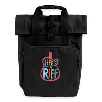 Gitarrenspieler: Life's A Riff - Rolltop Rucksack mit zwei Griffen - Schwarz - Vorne