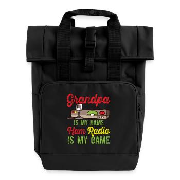 Amateur Grandpa est mon nom Ham Radio - Sac à dos Roll Top à deux anses - noir - Devant