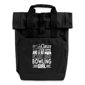 Bowling Sassy Bowling Girl - Roll Top Backpack with Two Handles - black - Front