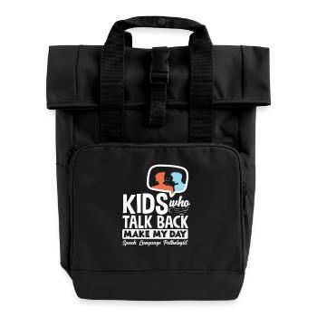 Speech Therapist Kids Who Talk Back - Roll Top Backpack with Two Handles - black - Front