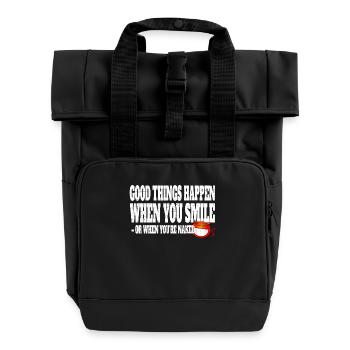 Good Things Happen When You Smile Or Naked - Rolltop Rucksack mit zwei Griffen - Schwarz - Vorne