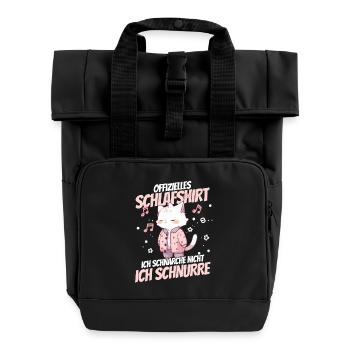 Chemise de nuit officielle - Je ronronne et rêve - Sac à dos Roll Top à deux anses - noir - Devant