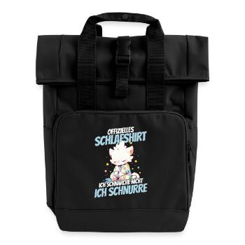 Chemise de nuit officielle - Chat en pyjama fleuri - Sac à dos Roll Top à deux anses - noir - Devant