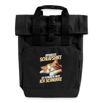 l Official Sleep Shirt - Kitten Slumbers - Roll Top Backpack with Two Handles - black - Front