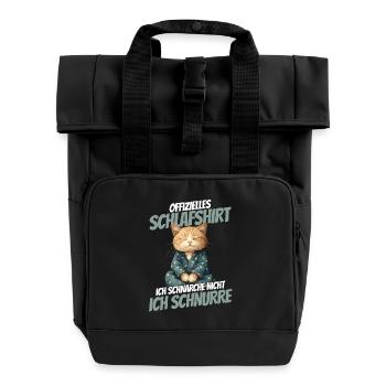 Chemise de nuit officielle - Chat mignon en pyjama - Sac à dos Roll Top à deux anses - noir - Devant