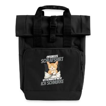 Chemise de nuit officielle - Chat mignon dans la couverture - Sac à dos Roll Top à deux anses - noir - Devant