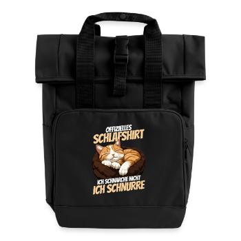 Chemise de nuit officielle : Le chat dort dans le panier - Sac à dos Roll Top à deux anses - noir - Devant
