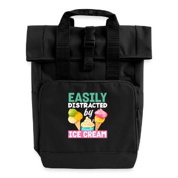 Facilement distrait par les amateurs de glaces - Sac à dos Roll Top à deux anses - noir - Devant