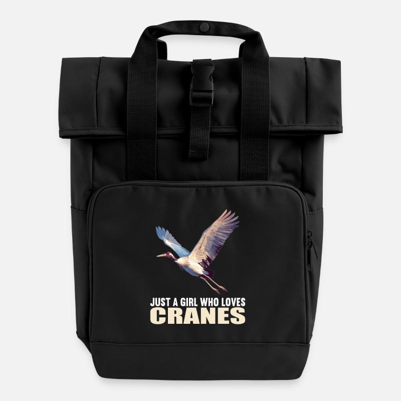 Cranes Crane - Roll Top Backpack with Two Handles - black