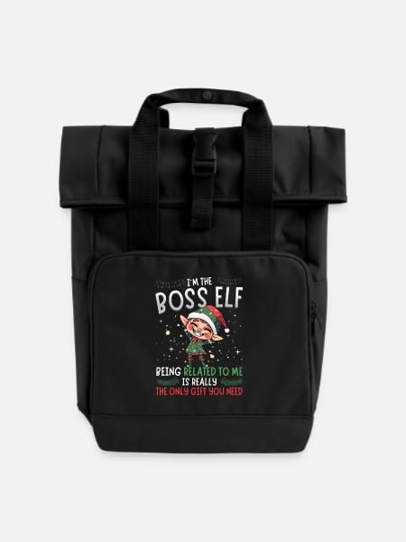 I'm the Chef Elf: Familien Partnerlook Weihnachten - Rolltop Rucksack mit zwei Griffen - Schwarz