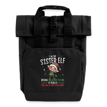 witziJe suis la sœur elfe - Look partenaire de Noël - Sac à dos Roll Top à deux anses - noir - Devant