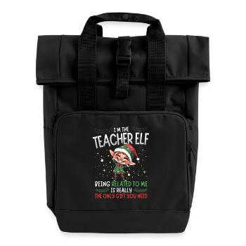 weihnJe suis l’elfe enseignant - Partenaire Look Noël - Sac à dos Roll Top à deux anses - noir - Devant