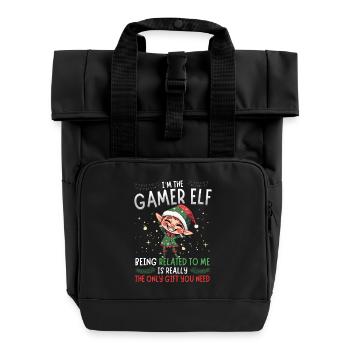 weihnachI'm the Gamer Elf - Partnerlook Weihnachte - Rolltop Rucksack mit zwei Griffen - Schwarz - Vorne