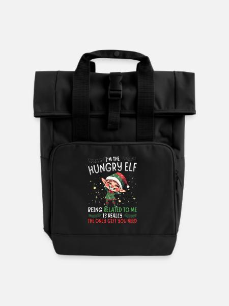 Je suis l’elfe affamé - Look assorti de Noël - Sac à dos Roll Top à deux anses - noir