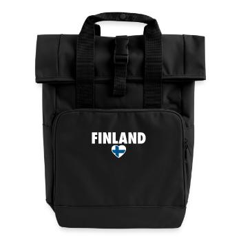 Finland Finland Finnish flag Finn - Roll Top Backpack with Two Handles - black - Front