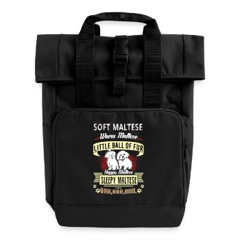 Soft Maltese Warm Maltese - Roll Top Backpack with Two Handles - black - Front