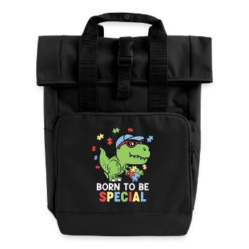 Autismus Autistisch - Rolltop Rucksack mit zwei Griffen - Schwarz - Vorne