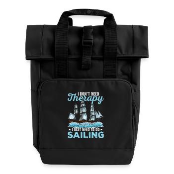 Segelboot Segler - Rolltop Rucksack mit zwei Griffen - Schwarz - Vorne