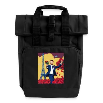 Macron, Humor T-Shirt, Männergeschenk, Frauen, Blume - Rolltop Rucksack mit zwei Griffen - Schwarz - Vorne