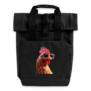 Chicken Chicken Hen Farm Farmer Cute Chickens - Roll Top Backpack with Two Handles - black - Front