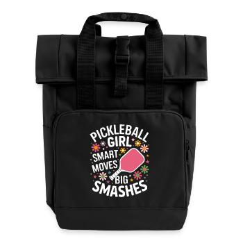 Pickleball Saying Girl Joke Pickleball Gift - Roll Top Backpack with Two Handles - black - Front