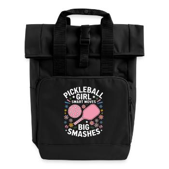 Pickleball Saying Girl Joke Pickleball Gift - Roll Top Backpack with Two Handles - black - Front