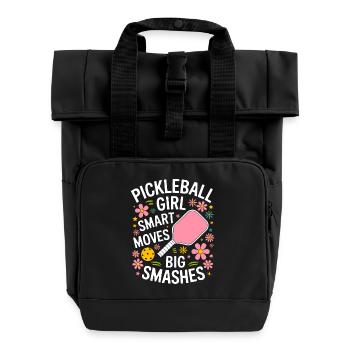 Pickleball Saying Girl Joke Pickleball Gift - Roll Top Backpack with Two Handles - black - Front