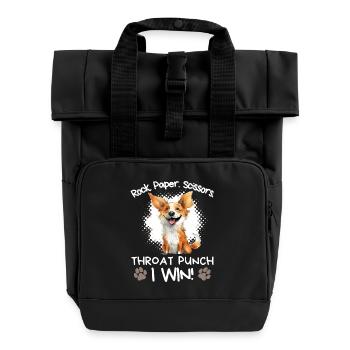 Rock Paper Scissors Lustiger Corgi Sarkasmus - Rolltop Rucksack mit zwei Griffen - Schwarz - Vorne