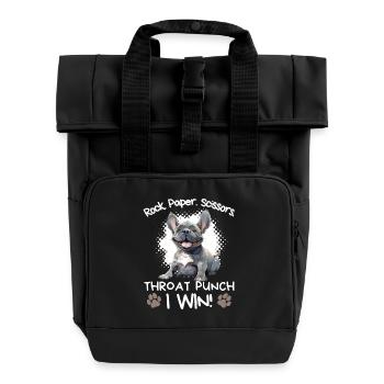 Rock Paper Scissors Französische Bulldogge Witzig - Rolltop Rucksack mit zwei Griffen - Schwarz - Vorne