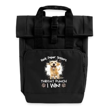 Rock Paper Scissors Labrador Retriever Lustig - Rolltop Rucksack mit zwei Griffen - Schwarz - Vorne
