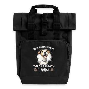 Rock Paper Scissors Jack Russell Terrier Humor - Rolltop Rucksack mit zwei Griffen - Schwarz - Vorne