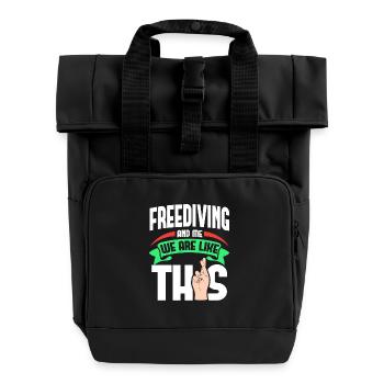 Freediving Me Are Like - Roll Top Backpack with Two Handles - black - Front
