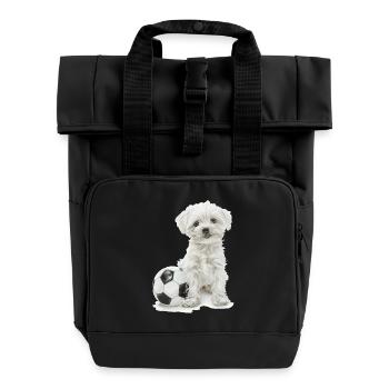 maltesisch - Rolltop Rucksack mit zwei Griffen - Schwarz - Vorne
