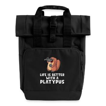 Schnabeltier - Rolltop Rucksack mit zwei Griffen - Schwarz - Vorne
