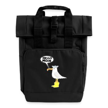 Hello Seagull Rubber Boots Hello Moin - Roll Top Backpack with Two Handles - black - Front