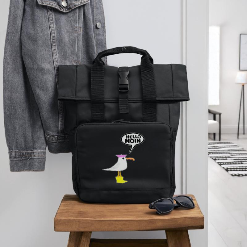 Hello Seagull Rubber Boots Boots Hello Moin Roll Top Backpack with Two Handles