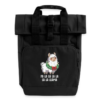 Fa La La Lama Lama Drôle de Noël - Sac à dos Roll Top à deux anses - noir - Devant