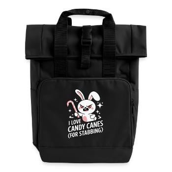 I Love Candy Canes Lustiger Weihnachtshase - Rolltop Rucksack mit zwei Griffen - Schwarz - Vorne