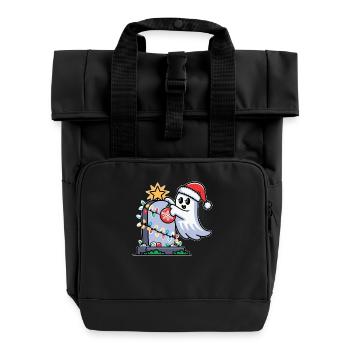 Weihnachtliches Gespenst mit Grabstein - Rolltop Rucksack mit zwei Griffen - Schwarz - Vorne
