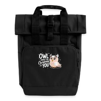 hibou que je veux pour Noël Lustige Eule Weihnachten - Sac à dos Roll Top à deux anses - noir - Devant