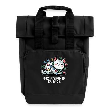 99% Naughty Lustige Weihnachts-Katze Lichterkette - Rolltop Rucksack mit zwei Griffen - Schwarz - Vorne