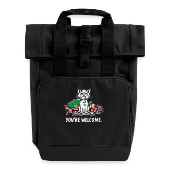 You're Welcome Funny Chaos Cat Christmas - Roll Top Backpack with Two Handles - black - Front