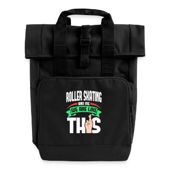 Rollerskaten Me Are Like - Rolltop Rucksack mit zwei Griffen - Schwarz - Vorne