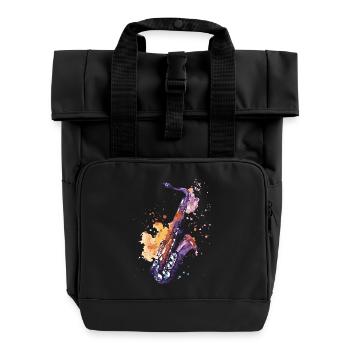 Saxophon - Rolltop Rucksack mit zwei Griffen - Schwarz - Vorne