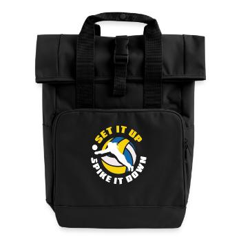 Volleyball Set It Up Spike It Down - Rolltop Rucksack mit zwei Griffen - Schwarz - Vorne