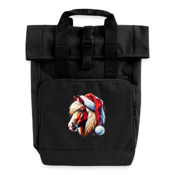 Original Polygone Art Haflinger Cheval Noël - Sac à dos Roll Top à deux anses - noir - Devant