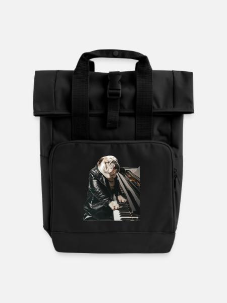 Bulldogge - Rolltop Rucksack mit zwei Griffen - Schwarz