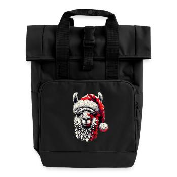 Polygone Art Lama Père Noël Chapeau Original - Sac à dos Roll Top à deux anses - noir - Devant